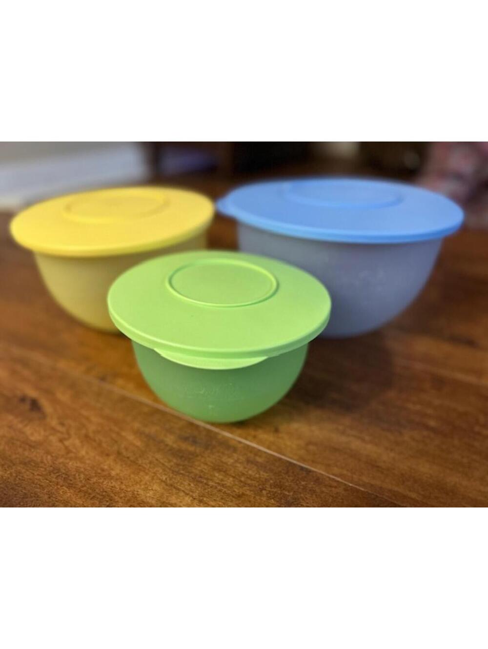 Set of 3 Tupperware Plastic Food Storage Bowls with Lids